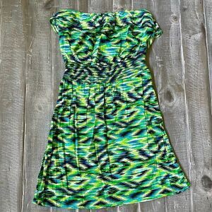 Charming Charlie Green Print Summer Dress Swim Cover Up